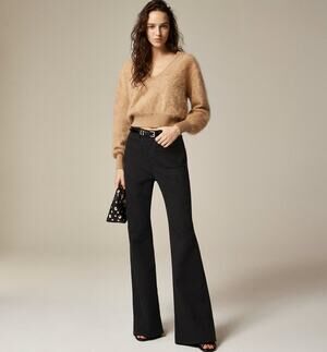 J.Crew 1996 High Rise Flare Jeans Womens 32P Black Semi-stretch Button Zip Fly